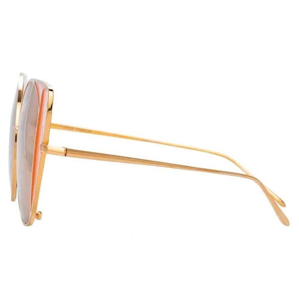 Linda Farrow 854 C6 Austin Oversized Cat Eye Sunglasses Rose Gold Titanium Frame